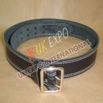 Black Leather Utility Kilt Belt With Double Pin Lock Buckle