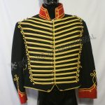 Black Color Military Hussar Jacket with Golden Braid