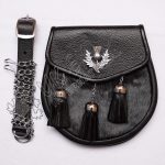 Black Color Rabbit Fur Leather Sporran