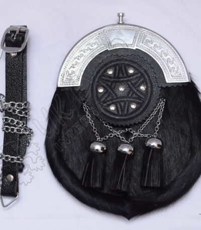 Celtic Warrior Black Cowhide Triple Cross Sporran