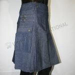 Blue Color Denim Utility Kilt