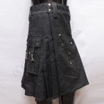 Black Denim Y Style Utility Kilt