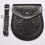 Black Celtic Embossed Leather Semi Dress Sporran
