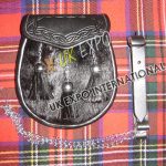 Celtic Warrior Black Fur Cow Leather Sporran