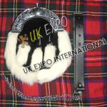 Highland Frost Black White Fur Celtic Sporran