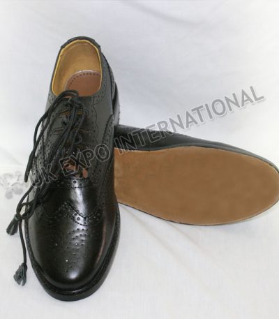 Black Ghillie Brogues PVC Shine Upper - Real Leather Sole