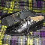 Black Ghillie Brogues Real Leather Upper With Rubber Sole