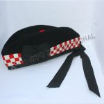 Black Glengarry Hat With Red And White Dicing