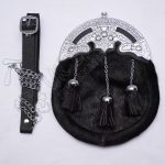 Scottish Flower Full Dress Black Goat Skin Sporran