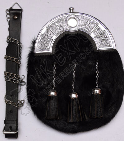 Black Diamond Chrome Goat Skin Sporran