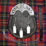Scottish Flower Black Goat Skin Full Dress Sporran