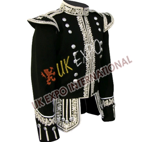 Black Doublet With Silver Braid & Hand Embroidery