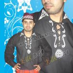 Black Jacobite Shirt Embroidered Cotton With Leather Lace