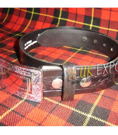 Crown Leather Black Knotwork Waist Belt