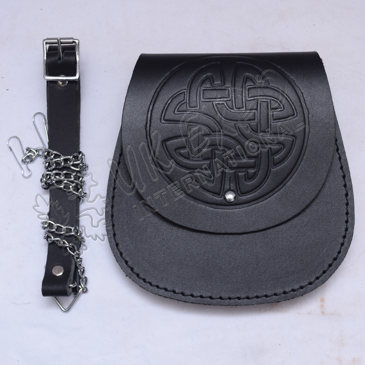 Celtic Black Leather Day Sporran