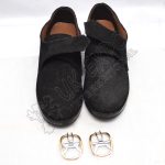 Men 18th Century Colonial Buckle Black Shoes