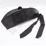 Black Leather Glengarry Hat With Black Silk Rosette
