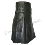 Black Real Leather Utility Kilt