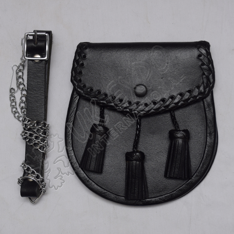 Leather Braided Black Sporran