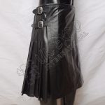 Fire Flame Black Leather Utility Kilt