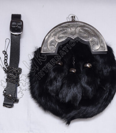 Black Rabbit Fur Celtic Full Dress Sporran