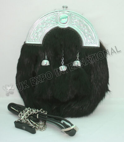 Scottish Black Rabbit Fur Celtic Sporran