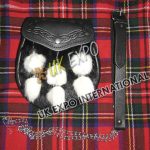 Majestic Black Rabbit Fur Embossed Leather Sporran