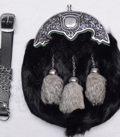 Rabbit Fur Sporran With Shamrock Cantle