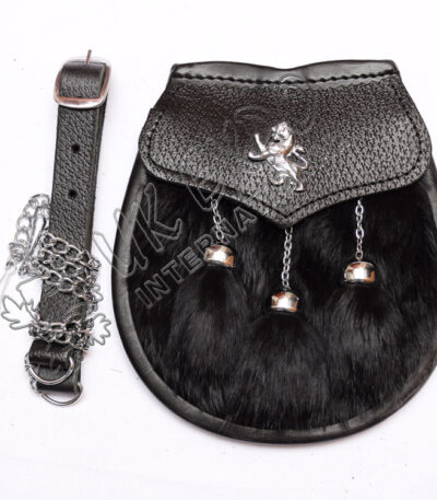 Rampart Lion Black Rabbit Fur Smart Sporran