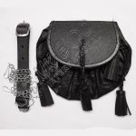 Rob Roy Black Leather Cowhide Sporran
