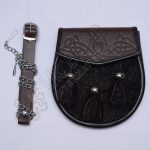 Black Seal Skin Sami Dress Scottish Flower Emboss Sporran