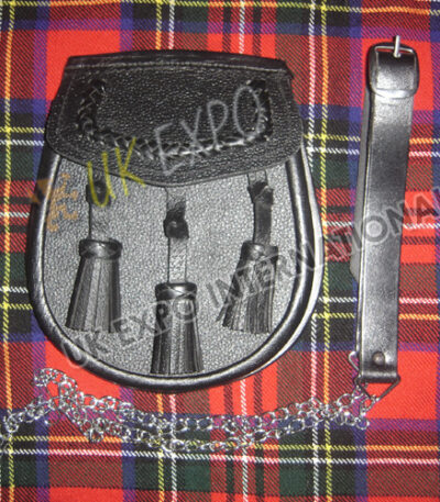 Hand Knotted Black Leather Sporran