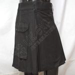 Black Color Plain Utility Kilt