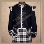 Highland Black Wool Doublet With Silver Braid
