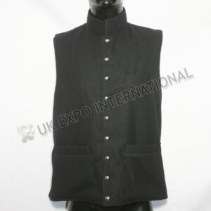 Black Wool Vest With three Pockets