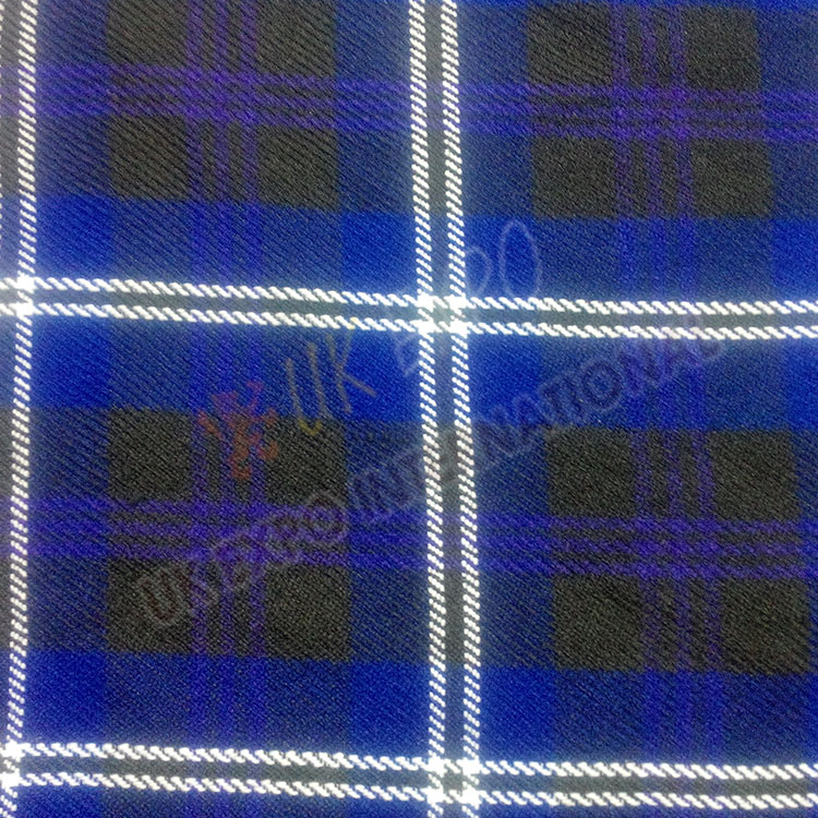 White Line With Black Shade on Dark Blue Tartan No 70