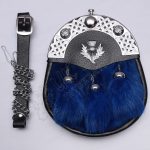 Blue Rabbit Fur Thistle Celtic Sporran