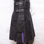 Black Hybrid Purple Box Pleat Utility Kilt