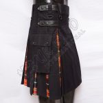 Black Hybrid With Red & Black Tartan Utility Kilt