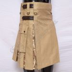Khaki Hybrid With Digital Camouflage Box Pleat Utility Kilt