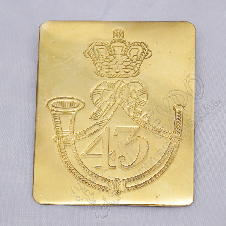 Brass 43rd Brass Chest Plate Crown and Bugle 75mm by 65mm Size - Image 1