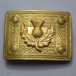 Brass Polish Celtic Design Buckle With Large Thistle