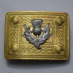 Brass Polish Celtic Design Buckle With Small Chrome Thistle