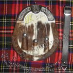 Rampart Lion Brown White Cowhide Shield Sporran