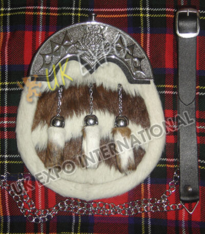 Thistle Brown White Goat Skin Formal Sporran