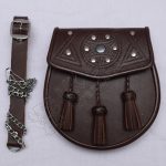 Embossed Brown Leather Chrome Stud Sporran