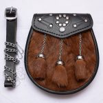 Brown Goat Skin Celtic Black Leather Sporran
