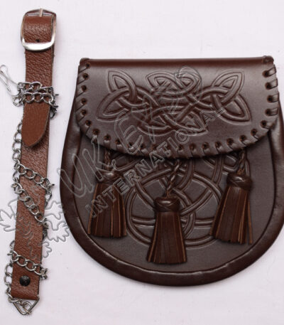 Handmade Brown Knotwork Leather Sporran