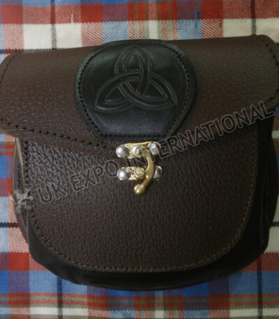 Brown Leather Celtic Embossed Sporran