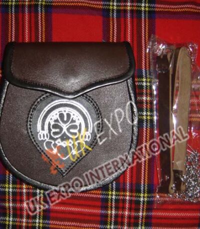 Brown Leather Celtic Embossed Smart Sporran